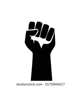 Raised fist isolated on white background