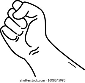 raised fist line art icon 