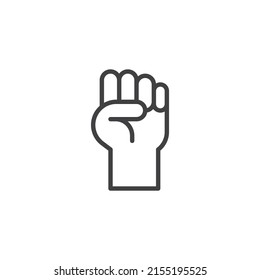 Raised fist line icon. linear style sign for mobile concept and web design. Hand fist outline vector icon. Symbol, logo illustration. Vector graphics