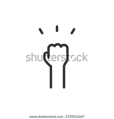 Raised fist, linear icon. Strength, protest, and determination. Line with editable stroke.