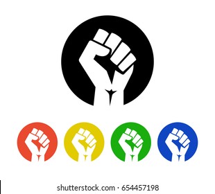 Raised Fist Logo Icons Set - Isolated Vector Illustration