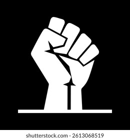 Raised fist logo vector illustration template black and white hand drawing