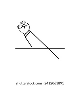 Raised fist, sign or logo of freedom, equality, strength and power.