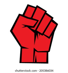 Raised fist, sign of protest or fight, angry hand gesture illustration