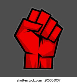Raised fist, sign of protest or fight, angry hand gesture illustration