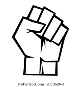 Raised fist, sign of protest or fight, angry hand gesture illustration