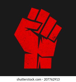 Raised fist, sign of protest or fight, angry hand gesture illustration