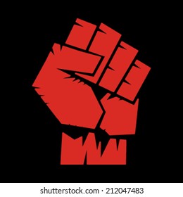 Raised fist, sign of protest or fight, angry hand gesture illustration