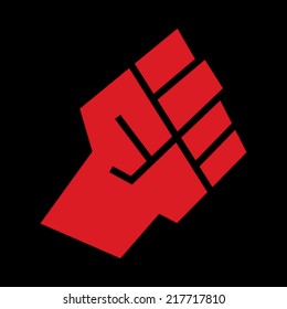Raised fist, sign of protest or fight, angry hand gesture illustration