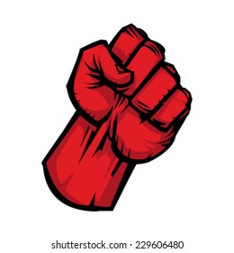 Raised fist, sign of protest or fight, angry hand gesture illustration