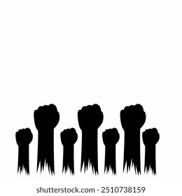 Raised Fist Silhouette Vector: Civil Rights Movement Representation, Black History Month Symbolism, Social Justice Symbol, Activism Icon, Expression of Equality, Symbol of Freedom