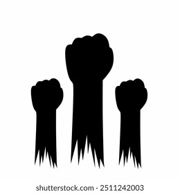 Raised Fist Silhouette Vector: Civil Rights Movement Representation, Black History Month Symbolism, Social Justice Symbol, Activism Icon, Expression of Equality, Symbol of Freedom