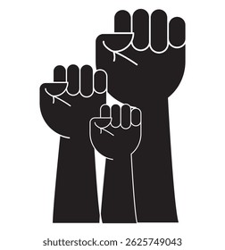 Raised fist silhouette vector .  eps 10
