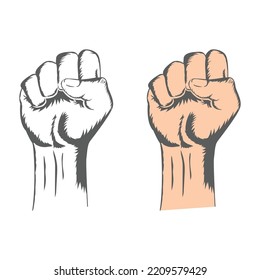 Raised fist strong hand vector illustration