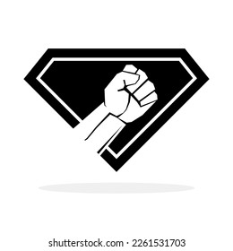 Raised fist symbol. Fist clenched symbol. Protest or struggle logo. Vector illustration.