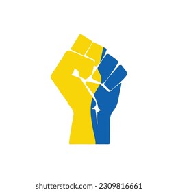 Raised fist symbol isolated on white background. Support Ukraine symbol modern, simple, vector, icon for website design, mobile app, ui. Vector Illustration