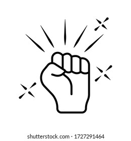 Raised fist - symbol of victory, strength, power and solidarity flat icon