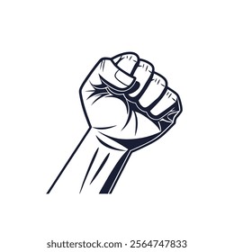 Raised fist - symbol of victory, strength, power and solidarity flat vector icons for apps and websites