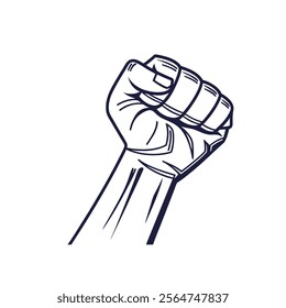 Raised fist - symbol of victory, strength, power and solidarity flat vector icons for apps and websites