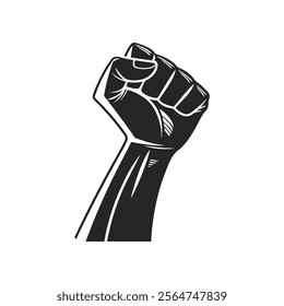 Raised fist - symbol of victory, strength, power and solidarity flat vector icons for apps and websites