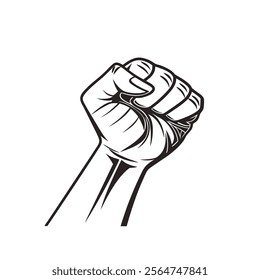 Raised fist - symbol of victory, strength, power and solidarity flat vector icons for apps and websites