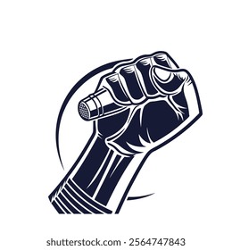 Raised fist - symbol of victory, strength, power and solidarity flat vector icons for apps and websites