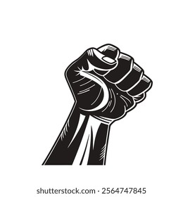 Raised fist - symbol of victory, strength, power and solidarity flat vector icons for apps and websites