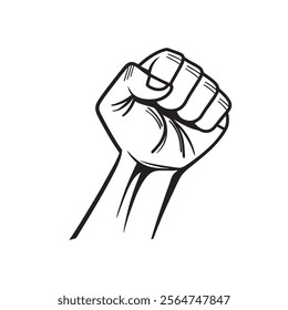 Raised fist - symbol of victory, strength, power and solidarity flat vector icons for apps and websites