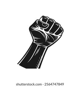 Raised fist - symbol of victory, strength, power and solidarity flat vector icons for apps and websites