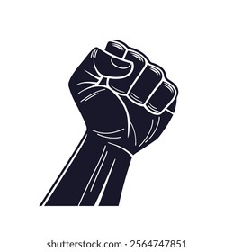 Raised fist - symbol of victory, strength, power and solidarity flat vector icons for apps and websites