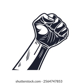 Raised fist - symbol of victory, strength, power and solidarity flat vector icons for apps and websites