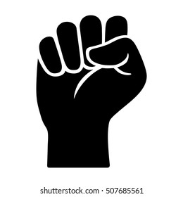 Raised fist - symbol of victory, strength, power and solidarity flat vector icon for apps and websites 