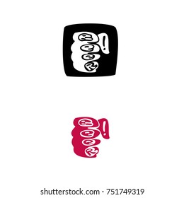 Raised fist with text beer. Set. Symbol human hand of freedom and strength