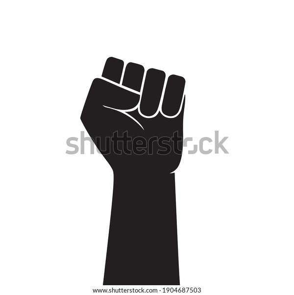Raised fist\
vector icon. Human hand up in the\
air.