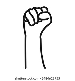 raised fists icon Black line art vector