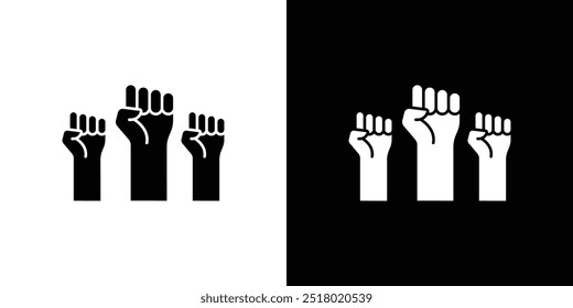 ícone de punhos elevados Conjunto de preenchimento plano