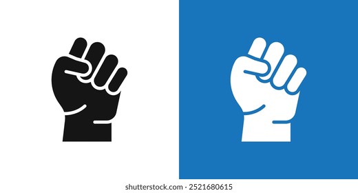 raised fists icon Flat vector set outline