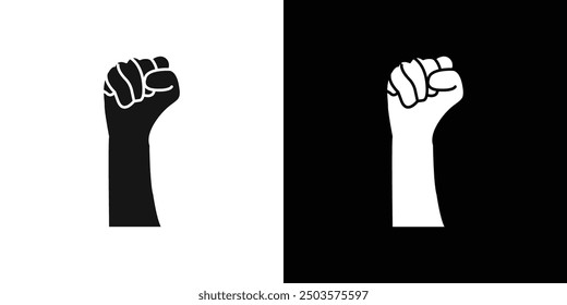 raised fists icon line art vector