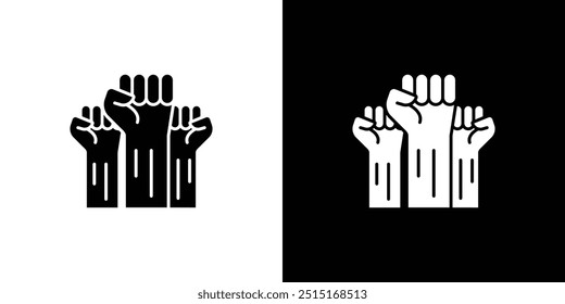 raised fists icon Outline sign symbol set