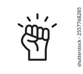 raised fists icon Outline vector for web ui