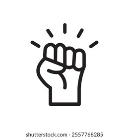 raised fists icon Outline vector for web ui