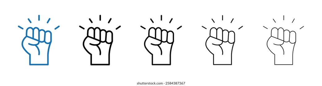 raised fists icon Outline vector logo for web ui