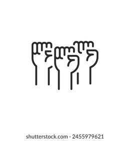 Raised Fists icon. Simple Raised Fists icon representing solidarity, unity, and collective strength. A powerful symbol for social movements, protests, and empowerment initiatives. Vector illustration