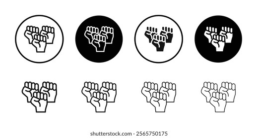 raised fists icon Simple thin outline
