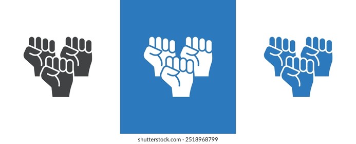 ícone de punhos levantados ilustração de linha fina