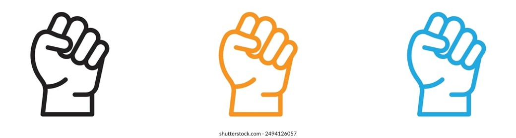 raised fists icon vector logo set collection for web app ui