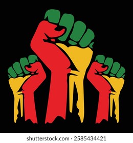 Raised Fists in Pan-African Colors – Black Power and Unity Symbol