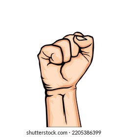 Raised fists symbolize people fighting for freedom