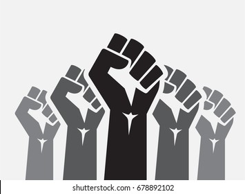 Raised five fists set background - isolated vector illustration