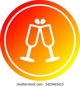 raised glasses circular icon with warm gradient finish